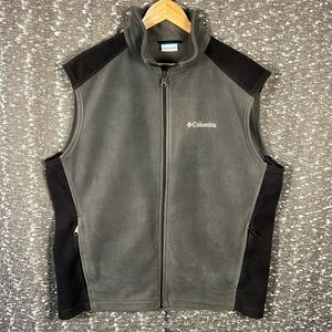 Columbia Mens Sleeveless Full Zip Fleece Vest Size L Grey‎ Two Tone
